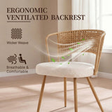 Set of 2 Metal Dining Chair Beige/Brown