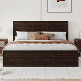 Queen Pine Platform Bed Brown