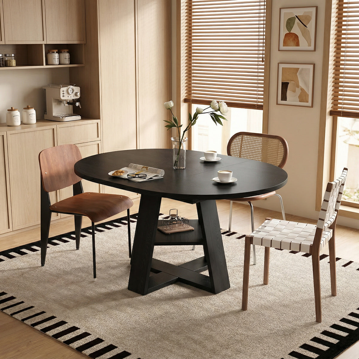 Engineered Wood Dining Table Black 48"