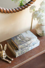 Set of 2 Decorative Book Box with Countryside Landscapes Motifs,  L:7x3x10.5' S: