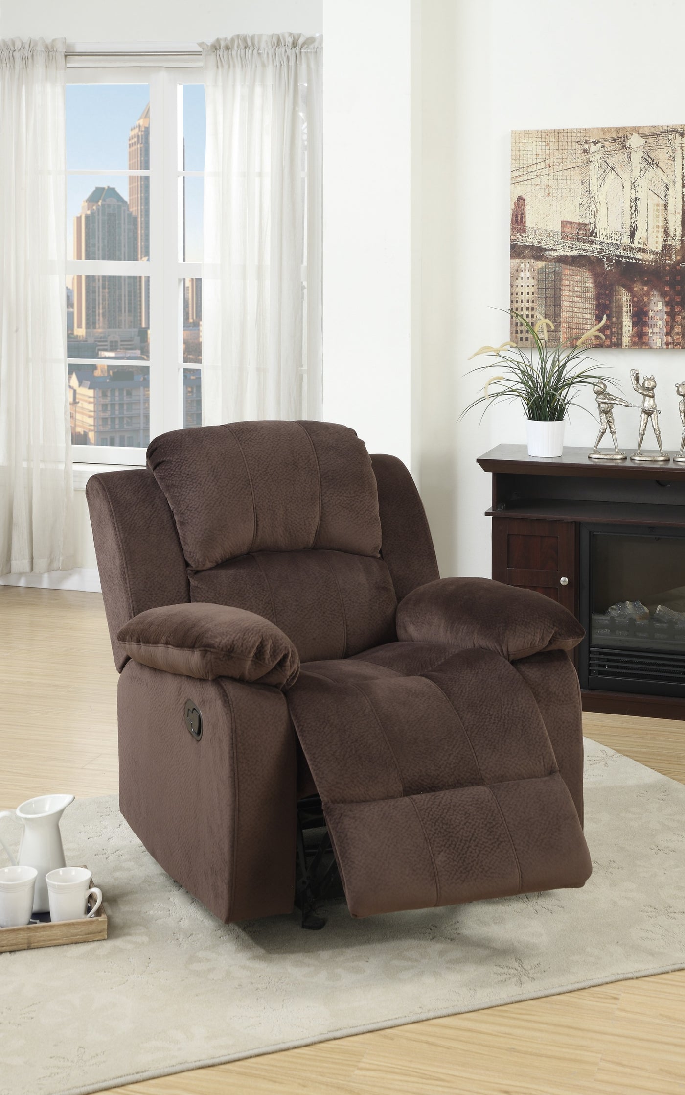 Chocolate Padded Suede Motion Recliner Chair Rocker Couch