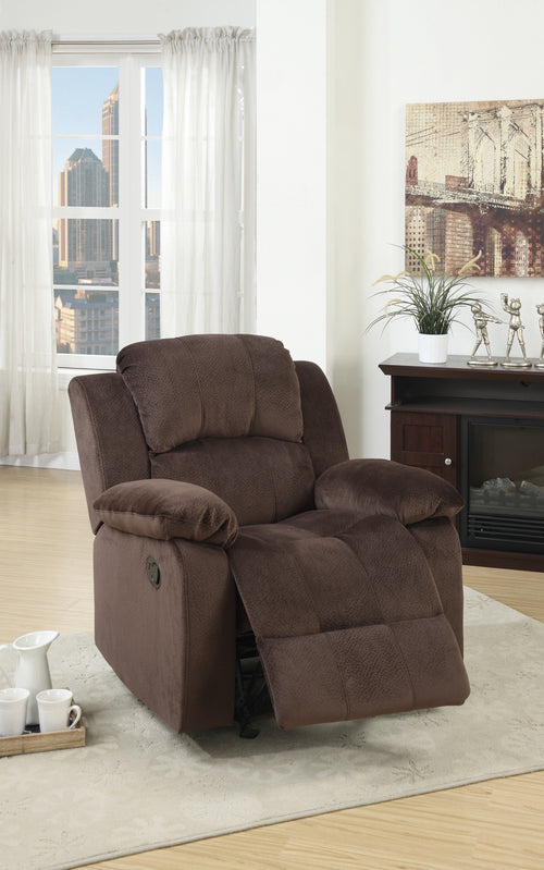 Chocolate Padded Suede Motion Recliner Chair Rocker Couch