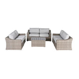 Outdoor Patio Set HDPE Wicker Gray 7 Piece Fully Assembled Seats 6