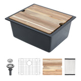 Black Granite Quartz Composite Undermount Kitchen Sink 21x18