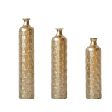 Set of 3 White Metal Floor Vases 25.2" to 34.25" Height