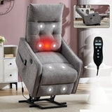 Light Grey Chenille Power Lift Recliner Chair w/ Massage Heat USB