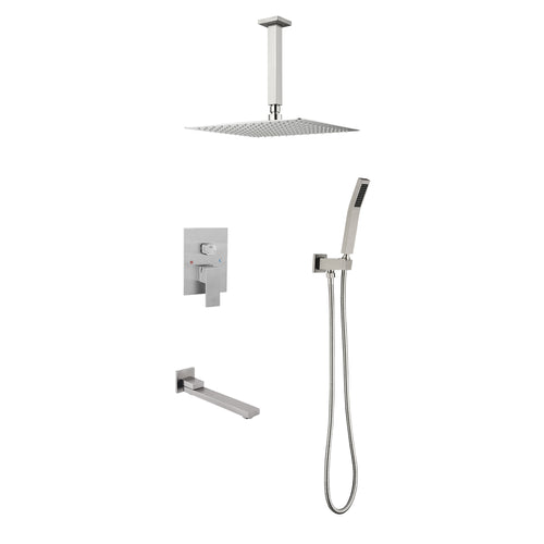 Shower System Combo with Hand Shower, 16" Head and Tub Spout