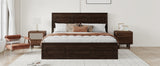 Queen Pine Platform Bed Brown