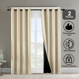 Blackout Indoor curtain grommets with coating, beige, 52*63 inch, 2 Panels