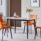 Large Rectangular Dining Table 1.6m Stone Top Metal Base