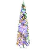 HOMCOM 6ft Tall Prelit Pencil Artificial Christmas Tree Holiday Décor with 407 S