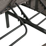 Outdoor Reclining Daybed Rattan Gray 3-Position Adjustable