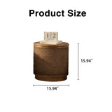 Round Engineered Wood Coffee Table with Storage Natural