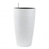 Faux Rattan Tall Planters Set with Auto Watering, 22