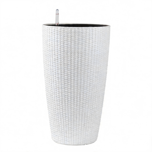 Faux Rattan Tall Planters Set with Auto Watering, 22