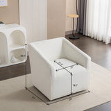 Swivel Barrel Armchair - Chenille Upholstered - Round Metal Base