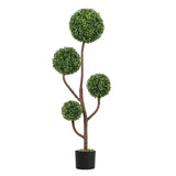 4FT Tall Artificial Boxwood Topiary Tree Large Faux Green Plant in Pot