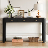 Rustic Console Table with 3 Drawers, Black Entryway