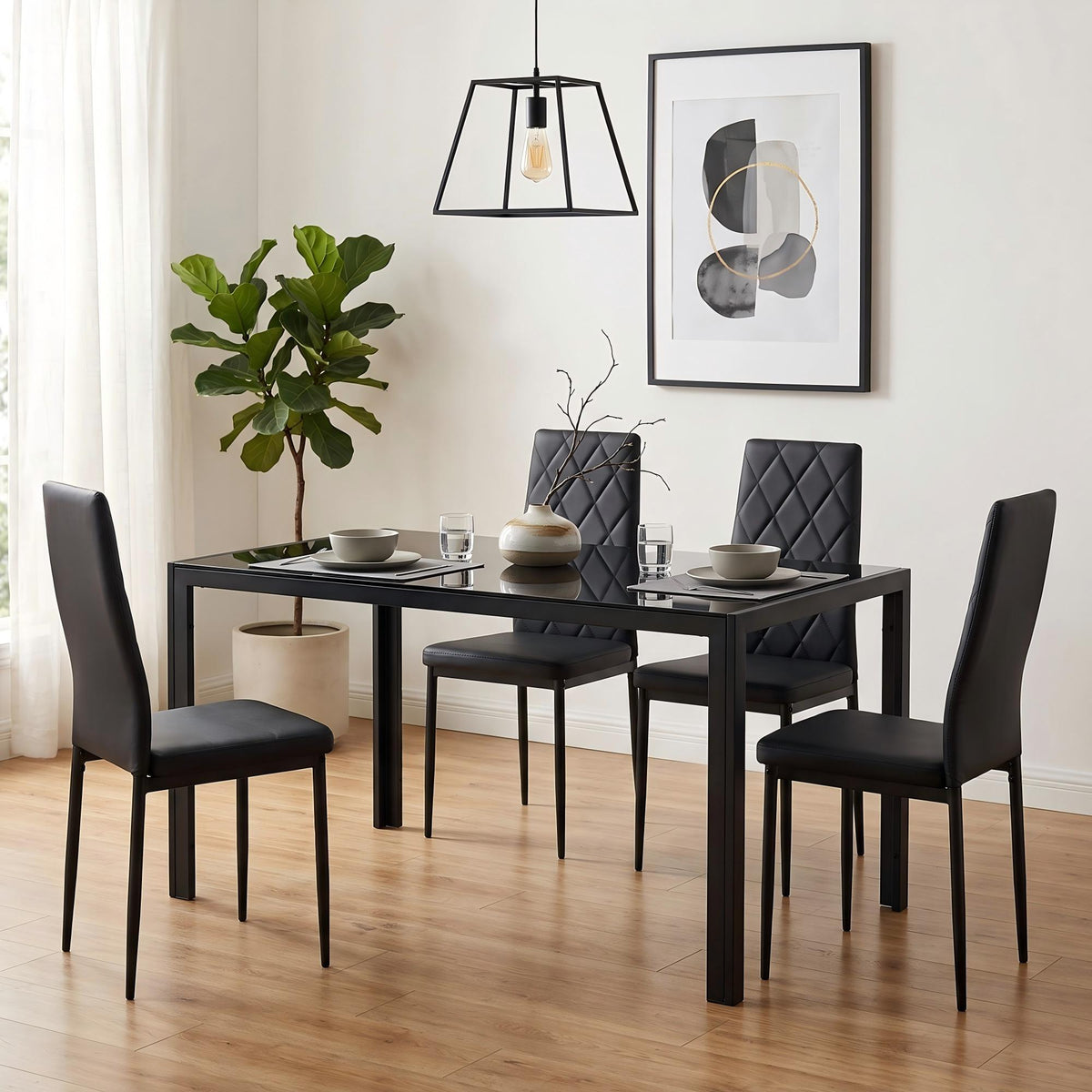 Glass Dining Table Black