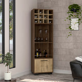 Marsella Corner Bar Cabinet, Eight Built-in Wine Rack, Two Side Shelves