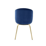 Side Chair Set of 2 - Modern - Velvet - Blue with Gold Legs - Armless