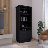 Bar Cabinet 70"H with Wine Rack, Upper Glass Cabinet