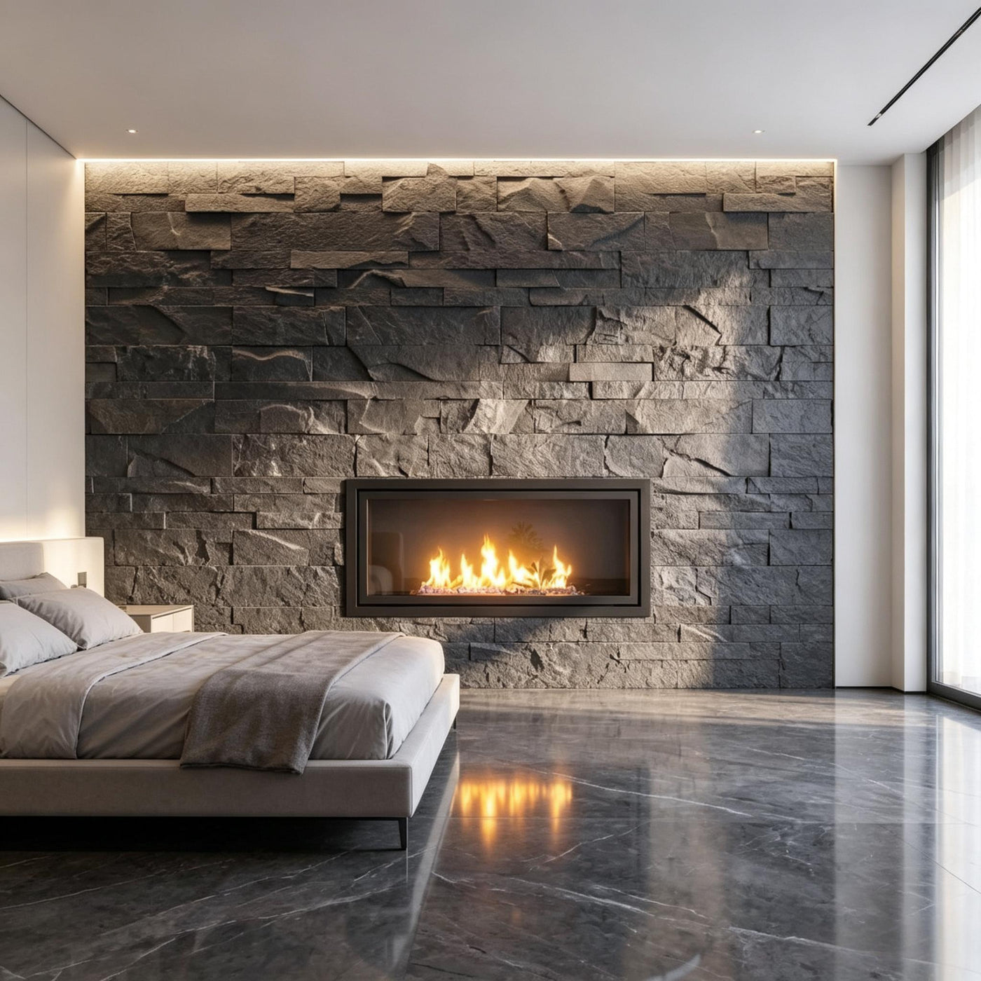 8-Pack 3D Faux Stone Wall Panels, Polyurethane