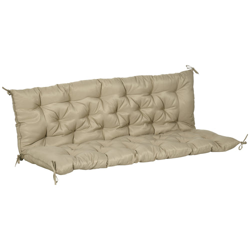 Tufted Outdoor Bench Cushion Set with Backrest, 3-Seater Khaki