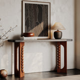 Solid Wood Console Table Black/Brown