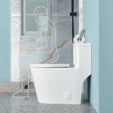 Modern One-Piece Elongated Toilet in White with Sleek Design