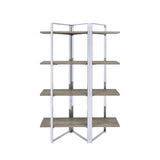 Etagere Bookshelf - Wood & Metal - Chrome - 4 Open Shelves