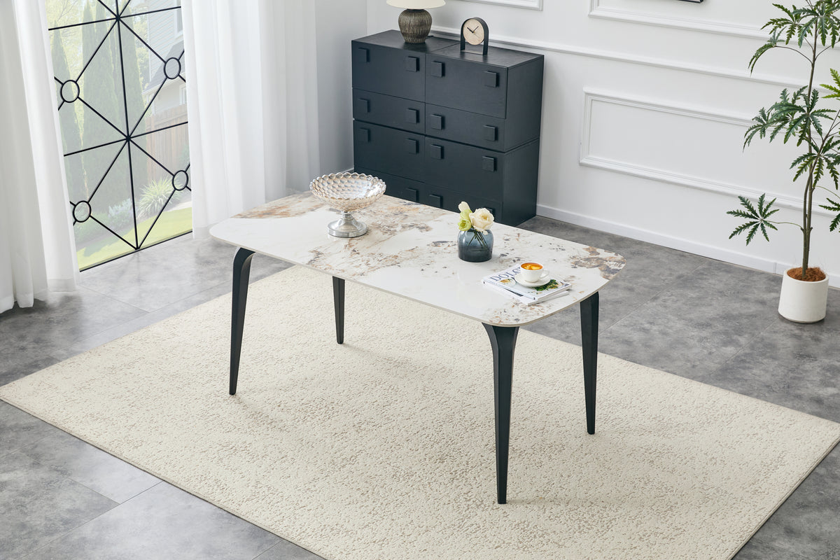 Stone Dining Table Light Beige