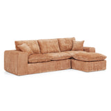 Sectional Sofa Modular Boucle Orange 4 Seat Reversible Chaise 107 In