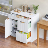 Freestanding Office File Cabinet with Built-in Tabletop Charging Station, Large