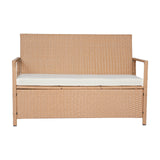 PE Rattan Outdoor Storage Bench Deck Box 70 Gallon Waterproof