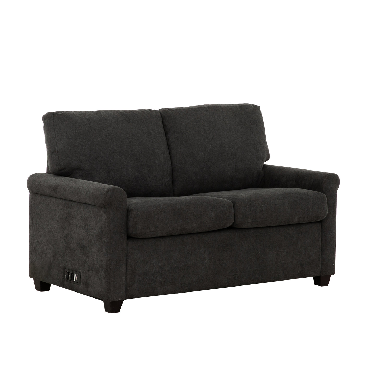 Dark Gray Twin Sleeper Sofa with USB Ports and Metal Frame