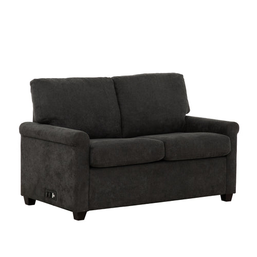 Dark Gray Twin Sleeper Sofa with USB Ports and Metal Frame