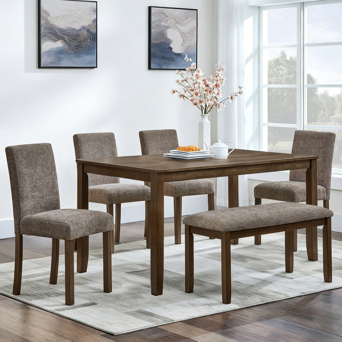 Wood Dining Set Walnut