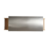 Indoor Bamboo Rolling Kitchen Island with Stainless Steel Top