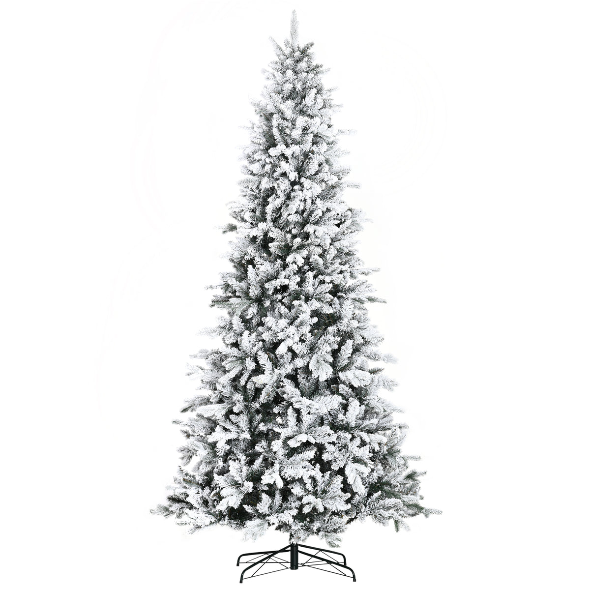 HOMCOM 9 Foot Pine Snow Flocked Artificial Christmas Tree with 616 Realistic Ced