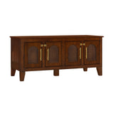 Indoor Rattan Rubber Wood Dog Crate Cabinet with 4 Doors