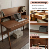 Pine Desk with Storage Walnut