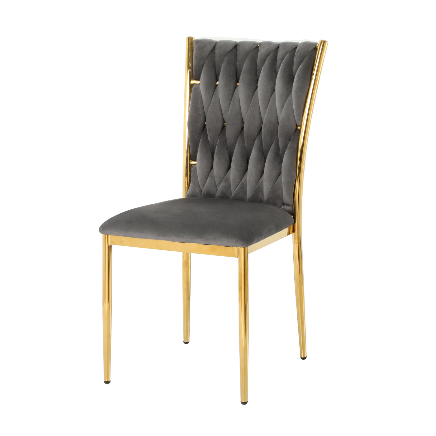 Dark Gray Velvet Dining Chair Set of 2 Gold Legs