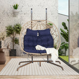 Wicker Outdoor Chair Dark Blue