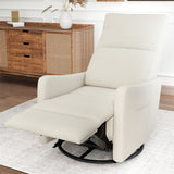 Velvet Recliner Swivel Power Beige