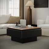 Square Engineered Wood Coffee Table with Storage Black/Brown