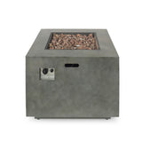 Modern Iron Square Fire Pit 50000 BTU, Stone Gray, 31x31x24