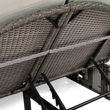 Outdoor Reclining Daybed Rattan Gray 3-Position Adjustable