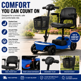 4-Wheel Mobility Scooter 300lb Capacity 15.5 Mile LED Basket USB