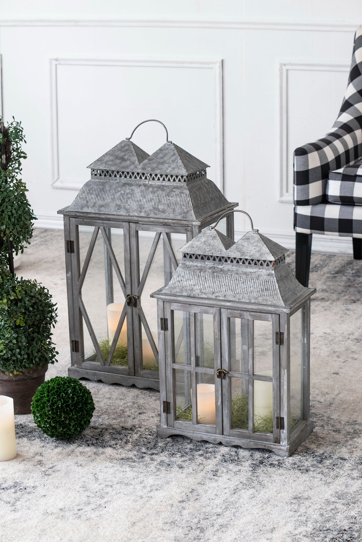Silver Scape Lanterns Set of 2